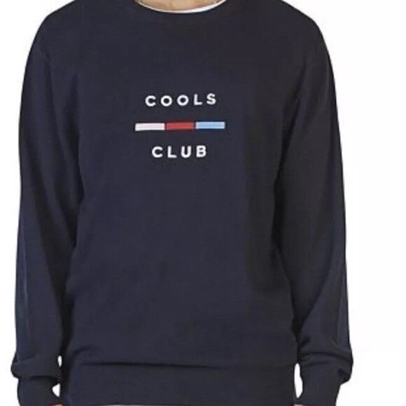 BARNEY COOLS Navy Cools Club Embroidered Knit Sweater Sweatshirt Men's Size L - Picture 3 of 6